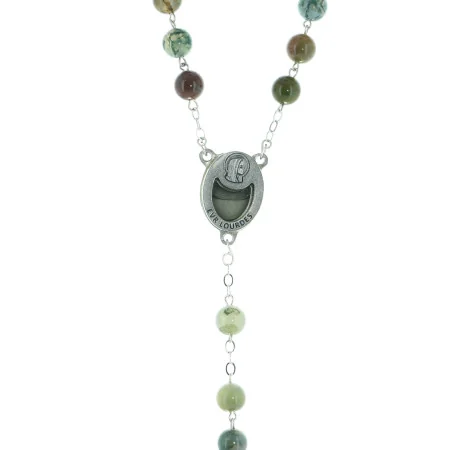 Chapelet en pierre d'Agate indienne de 8mm avec coeur d'eau