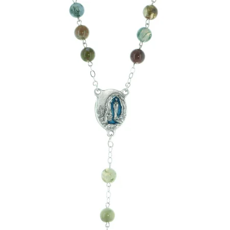 8mm Indian Agate rosary with water center piece