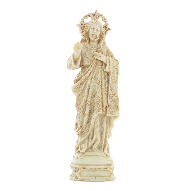 Sacred Heart of Jesus statue in stone and resin glitter 22cm