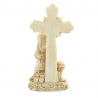 Croce in pietra e resina con angelo 12 cm