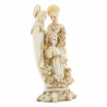Statue of the Holy Family with flowers in stone and resin 22cm