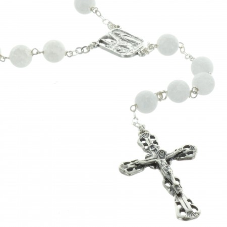 Silver rosary with cracked stones 7mm