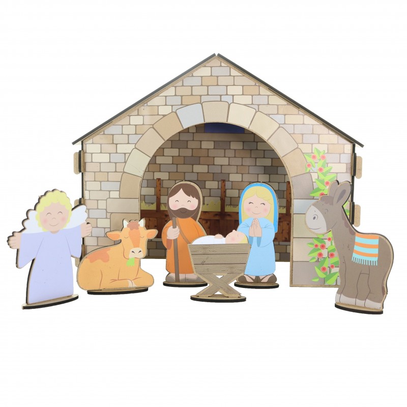 Wooden Christmas crib to build