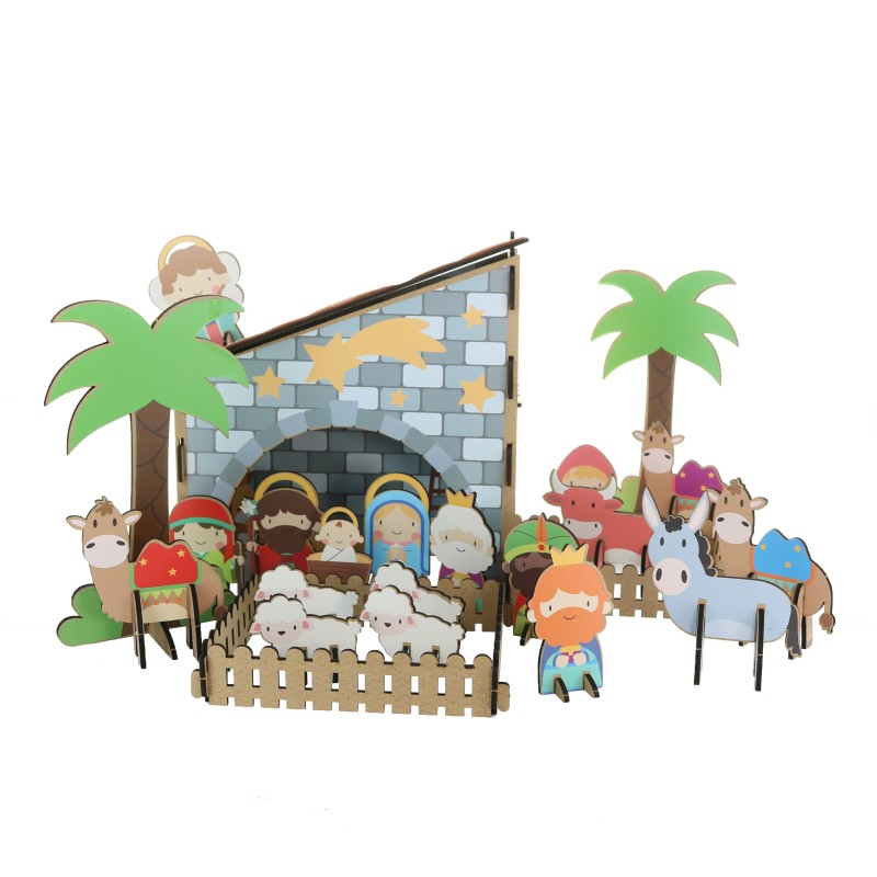 Wooden Christmas crib to build