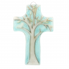 Croix religieuse en verre illustrée d'un arbre de vie 8x12cm