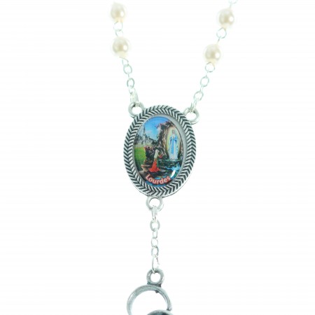 Wedding rosary with its box illustrated with the Holy Family