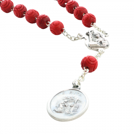 Chapelet de Sainte Rita à la rose et boîte