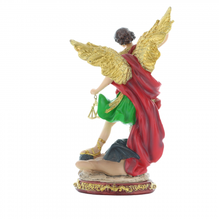 Saint Michael statue in coloured resin 20cm