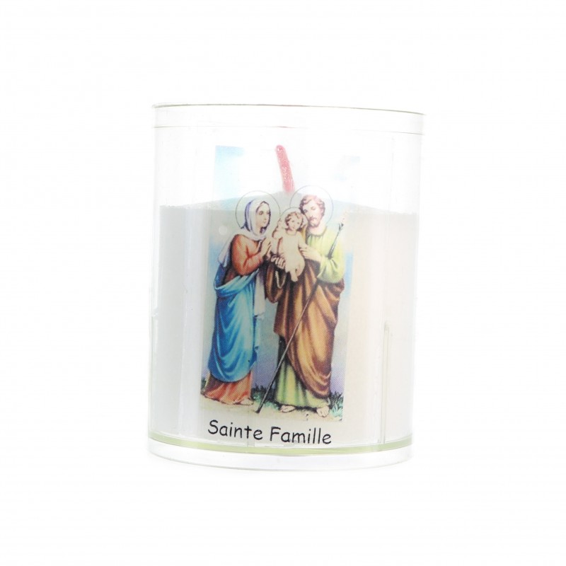 Holy Family candle with prayer