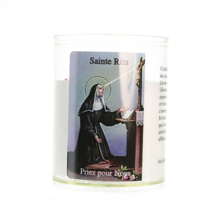 Bougie veilleuse de Sainte Rita avec prière