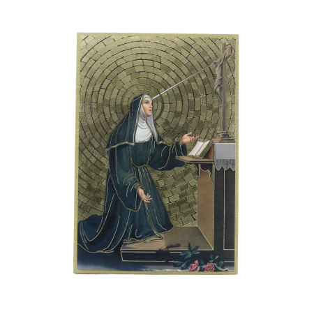 Cadre religieux de Sainte Rita en bois avec effet mosaique 10x15cm