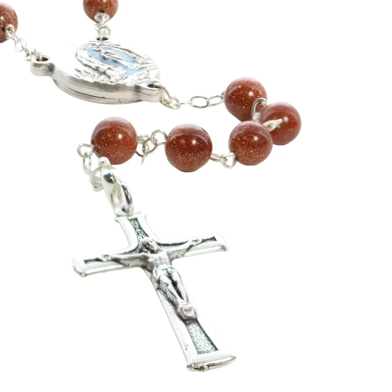 Rosario dell'Acqua di Lourdes con grani scintillanti