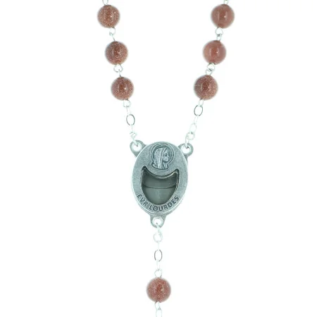 Water of Lourdes rosary with glittering grains