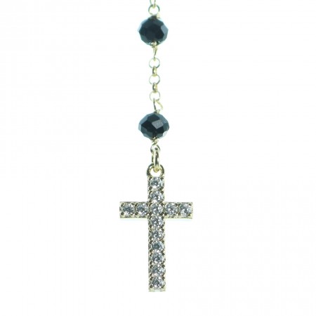 Medaglia miracolosa del rosario in argento e pietre di zircone