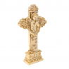 Croix pied avec ange 21cm en pierre et resine beige