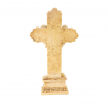 Croce con angelo 21 cm in pietra e resina beige