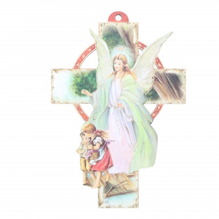Croce d'angelo in legno tagliato 10x15cm