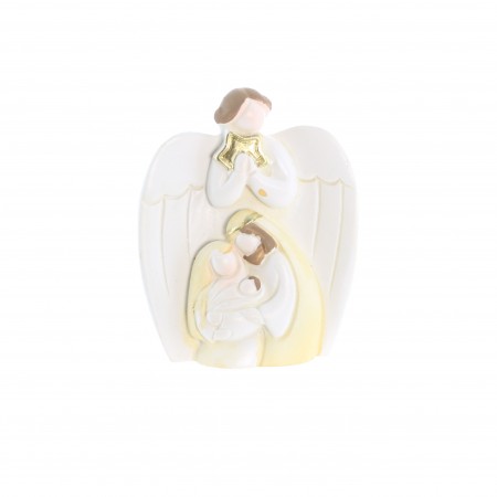 Holy Family and angel statue in resin 6cm