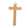 Cross of Christ in bronze and wood on mirror background 12cm