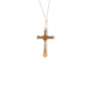 Collana da comunione con croce in legno d'ulivo e cordoncino bianco