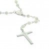 Silver Lourdes Rosary with Mother of Pearl Beads