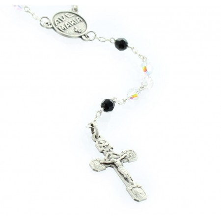Lourdes Silver rosary with Swarovski pearls 5mm