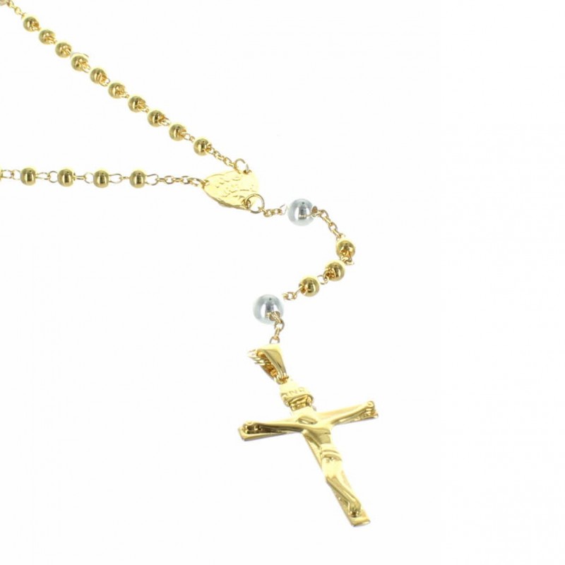 Rosario di Lourdes placcato in oro con patere in argento