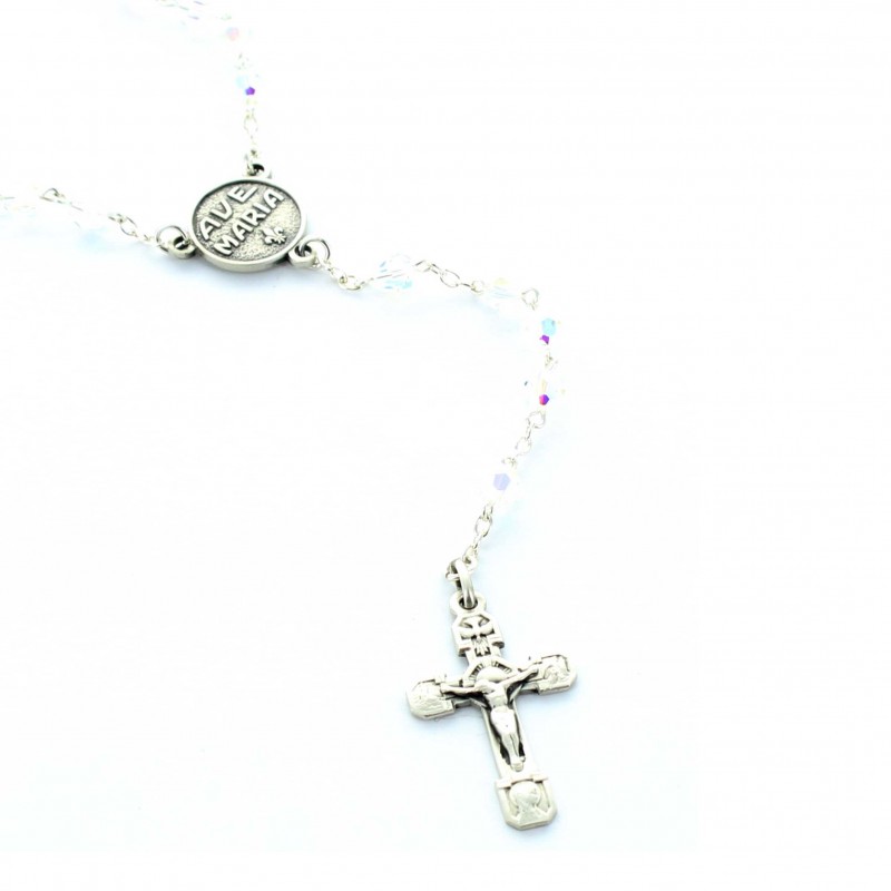 Silver rosary with real swarovski pearls of 5 mm