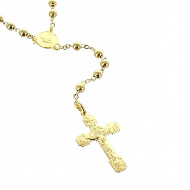 Rosario di Lourdes placcato oro con perle 5mm