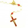 Golden rosary with mother-of-pearl beads and enamelled cross