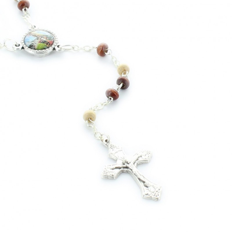 3 tones Lourdes Wooden rosary with a box