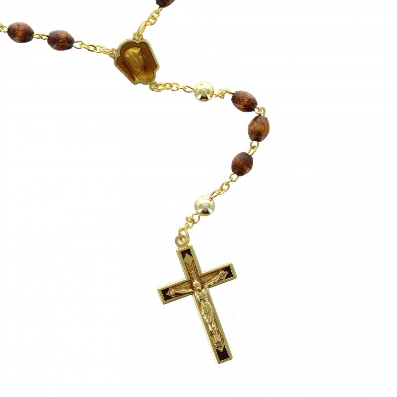 Gold plated wooden rosary