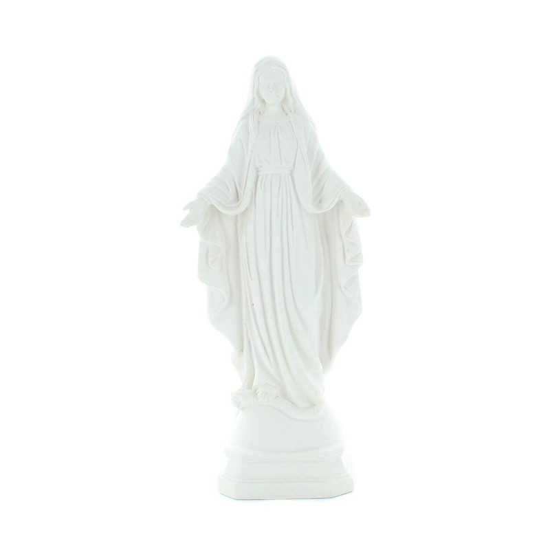 Statue de la Vierge Miraculeuse en albâtre blanche