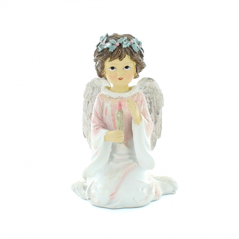 Statua angelo in resina glitter 13 cm