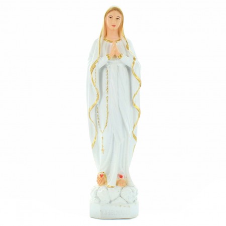 Our Lady of Lourdes white and gold Statue 18cm