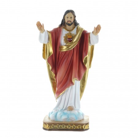 Statue du Sacré Coeur de Jésus en résine colorée 20 cm