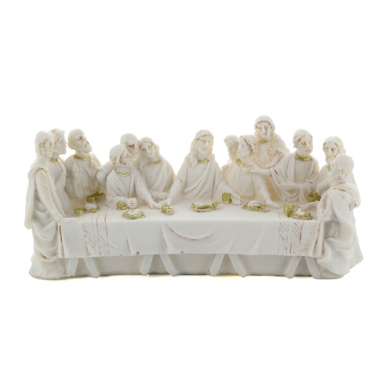 White resin statue of the Last Supper 18x9cm