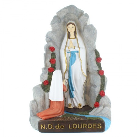 Statue de la Grotte de Lourdes décorée en résine 50 cm