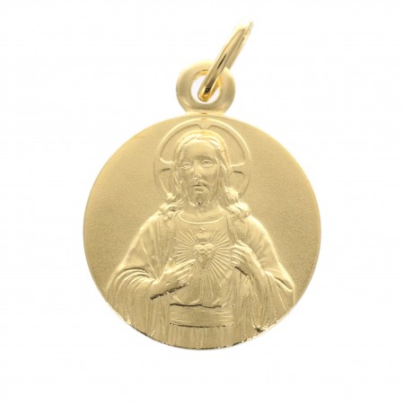 Gold plated Sacred Heart of Jesus medal 16 mm
