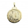 Lourdes Apparition and Lourdes water golden metal medallion