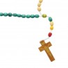 Rosario missionario in legno con grani ovali colorati