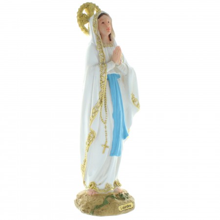Statue de la Vierge Marie avec une auréole en résine colorée 31cm