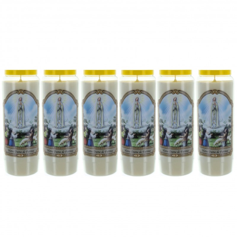Set of 6 Novena Candles Our Lady of Fatima 17,5cm