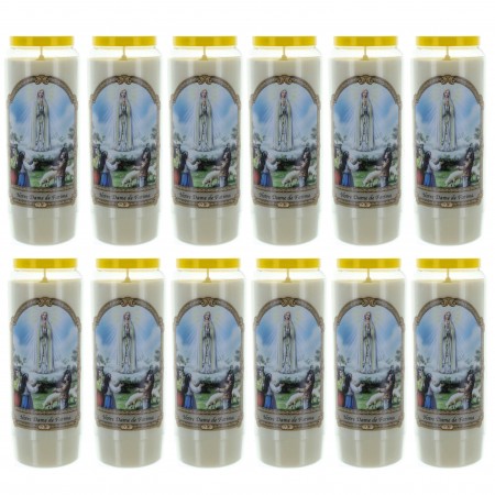 Set of 12 Novena Candles Our Lady of Fatima 17,5cm