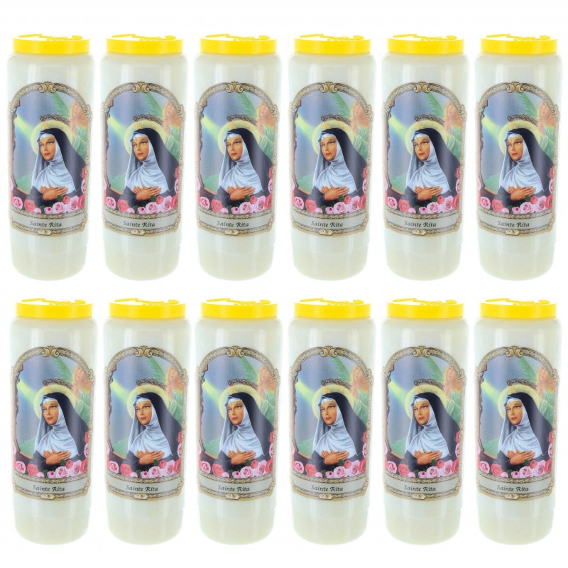 Set di 12 candele Novena Santa Rita 17,5 cm