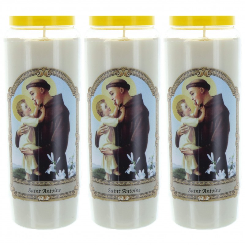 Set of 3 Novena Candles of Saint Anthony 17,5cm