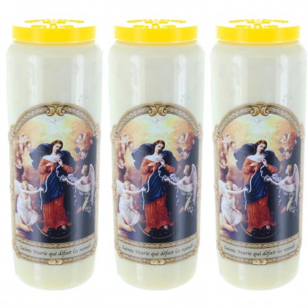 Set of 3 Novena candles of Mary who unties the knots 17,5 cm