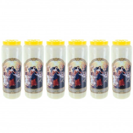 Set of 6 Novena candles of Mary who unties the knots 17,5 cm