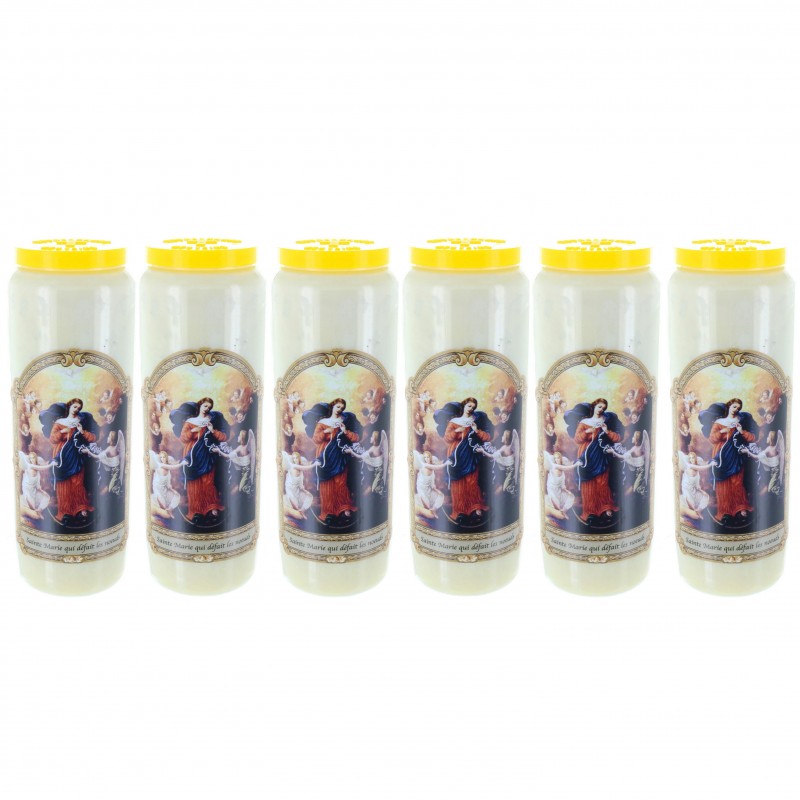 Set of 6 Novena candles of Mary who unties the knots 17,5 cm