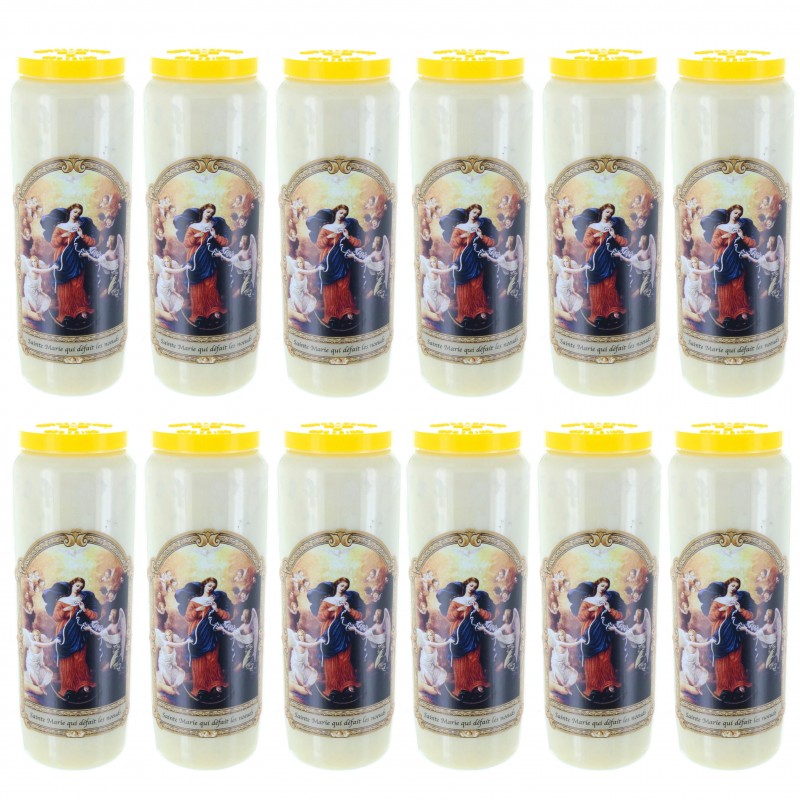 Confezione da 12 candele Novena di Madonna che Scioglie I Nodi 17,5 cm